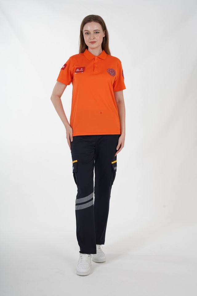 Yeni 112 Acil Sağlık Turuncu Polo Yaka Comfort T-shirt (Unisex-Fileli)