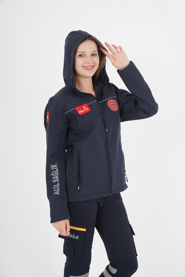 Yeni 112 Acil Sağlık Lacivert Shoftshell Mont (Su Geçirmez-Unisex)