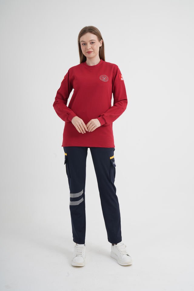112 Acil Çağrı Merkezi Sıfır Yaka Bordo Swit (Unisex)