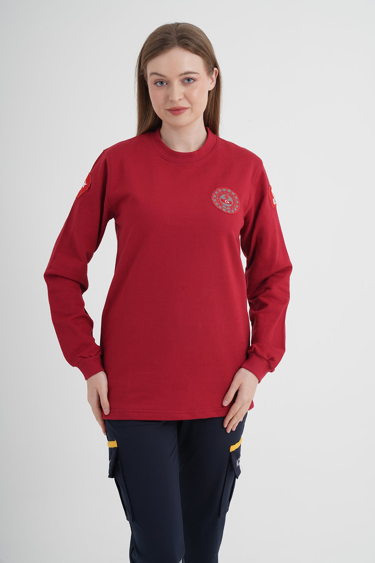 112 Acil Çağrı Merkezi Sıfır Yaka Bordo Swit (Unisex)