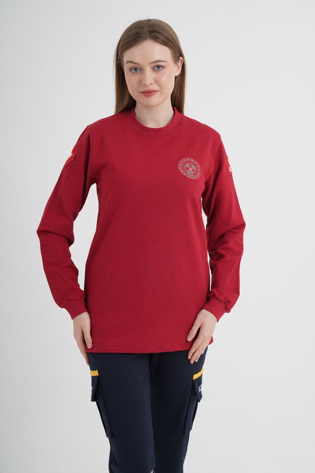 112 Acil Çağrı Merkezi Sıfır Yaka Bordo Swit (Unisex)