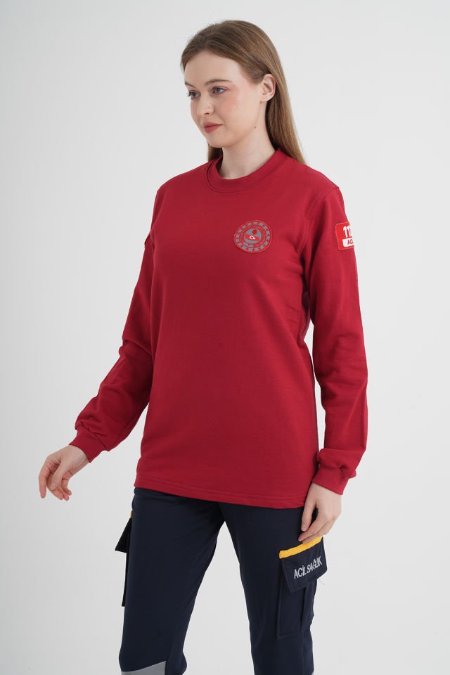 112 Acil Çağrı Merkezi Sıfır Yaka Bordo Swit (Unisex)