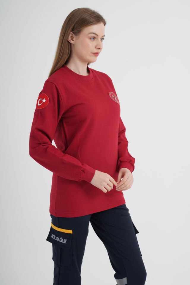 112 Acil Çağrı Merkezi Sıfır Yaka Bordo Swit (Unisex)