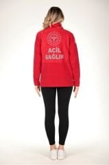 Yeni Kırmızı 112 Acil Sağlık Fermuarlı Swit (Unisex)