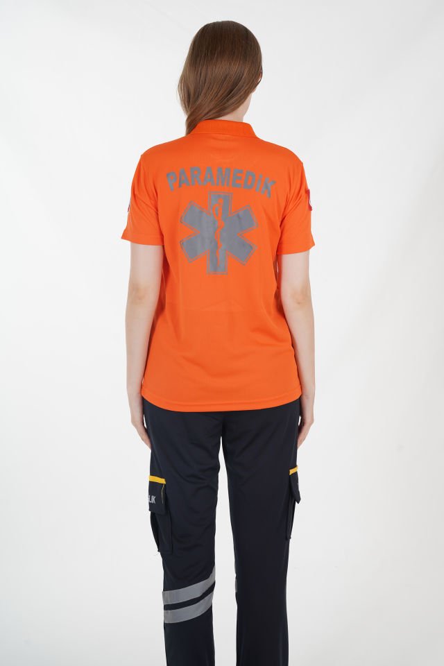 Yeni Paramedik Turuncu Polo Yaka Comfort T-shirt (Unisex-Fileli)