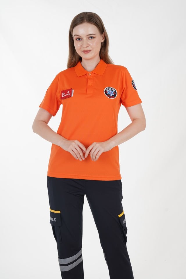 Yeni Paramedik Turuncu Polo Yaka Comfort T-shirt (Unisex-Fileli)