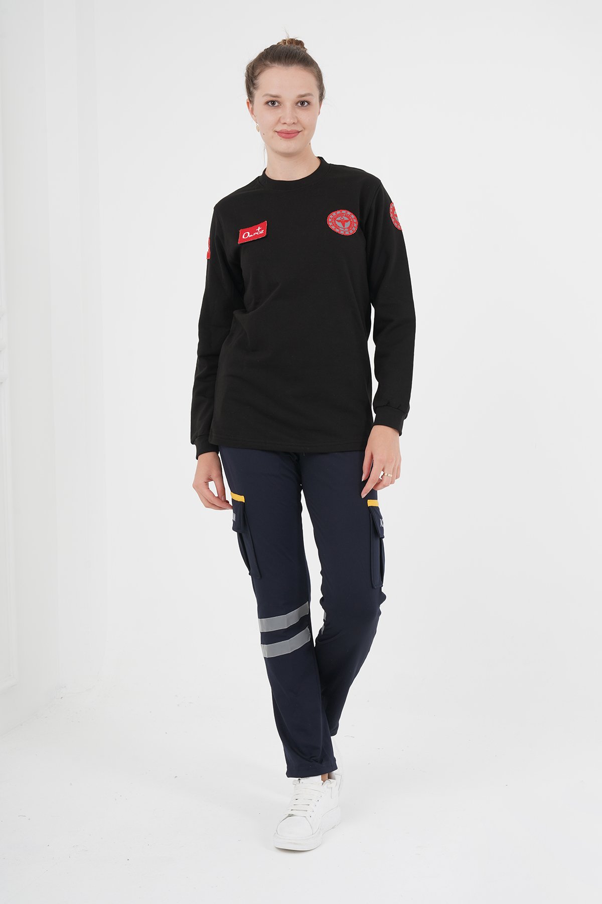 Yeni 112 Acil Sağlık Siyah Sıfır Yaka Swit (Unisex- 2 İplik)