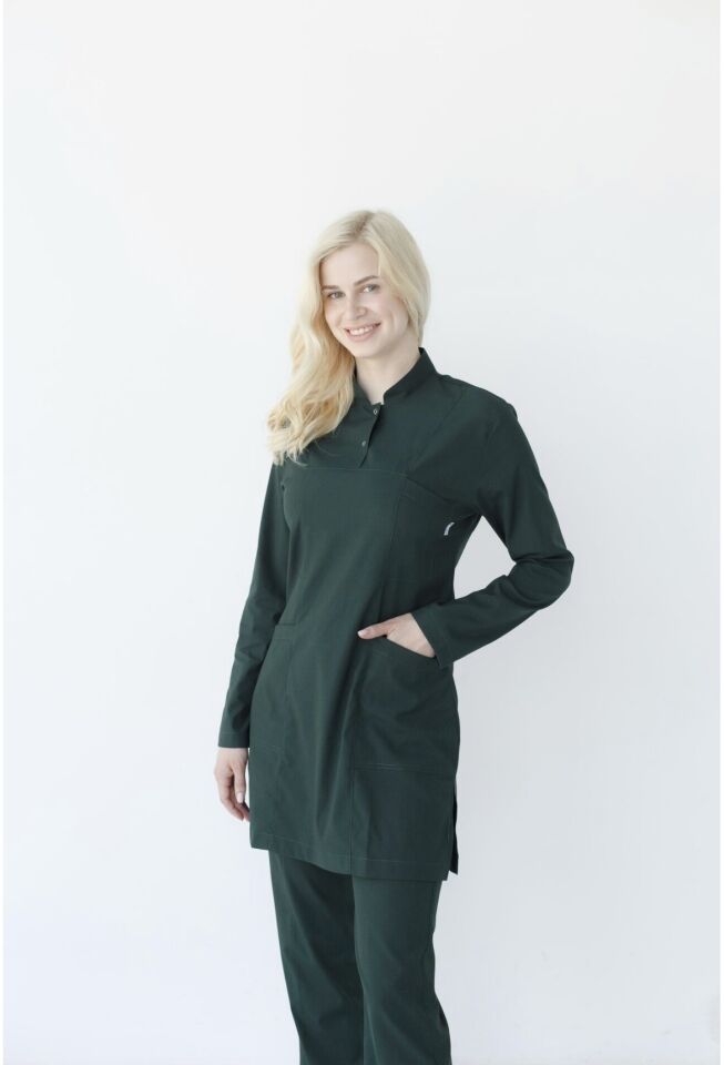 Tesettür Likralı Takım Avcı Yeşili Cerrahi Forma