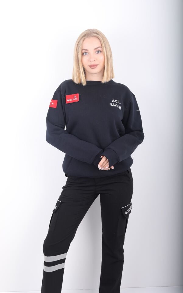 Acil Sağlık Lacivert Sıfır Yaka Swit (3 İplik-Unisex)