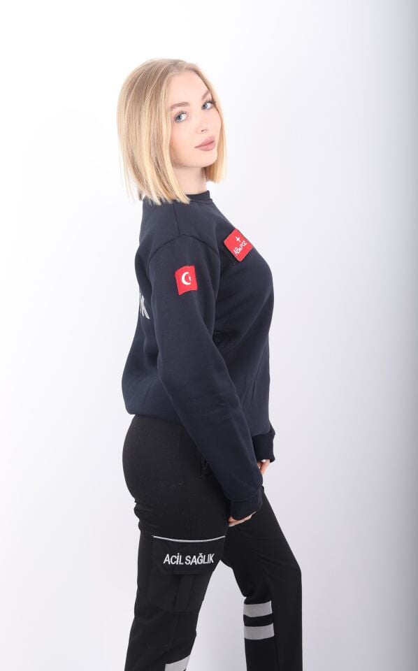 Acil Sağlık Lacivert Sıfır Yaka Swit (3 İplik-Unisex)