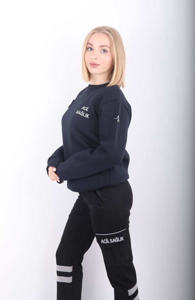 Acil Sağlık Lacivert Sıfır Yaka Swit (3 İplik-Unisex)