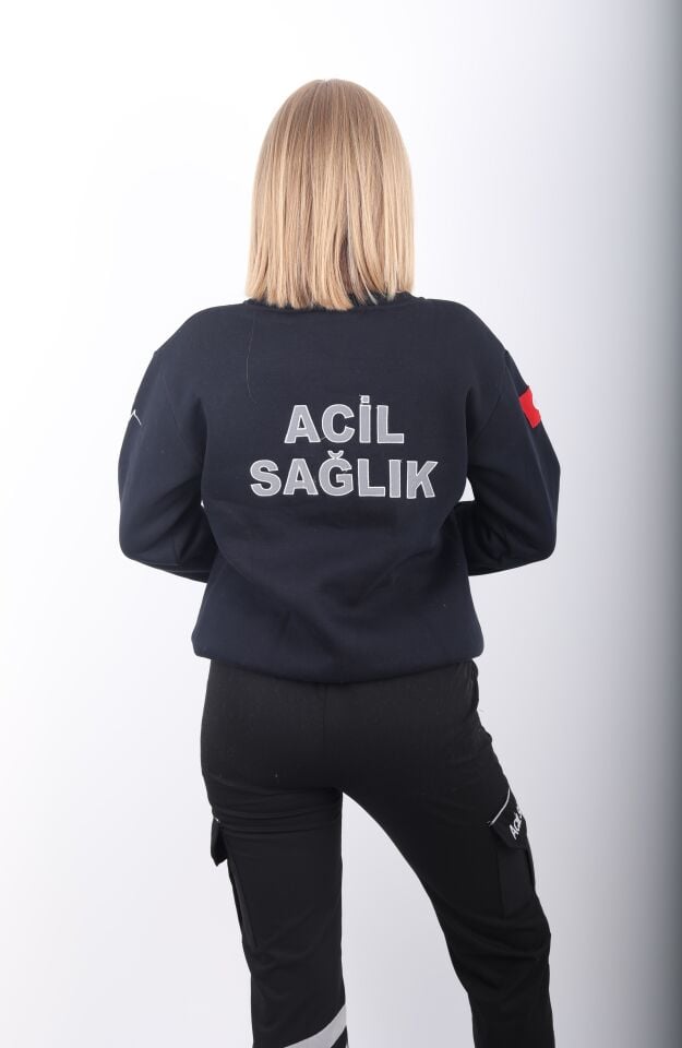 Acil Sağlık Lacivert Sıfır Yaka Swit (3 İplik-Unisex)
