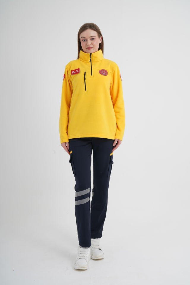 Yeni Sarı 112 Acil Sağlık Fermuarlı Swit (Unisex)