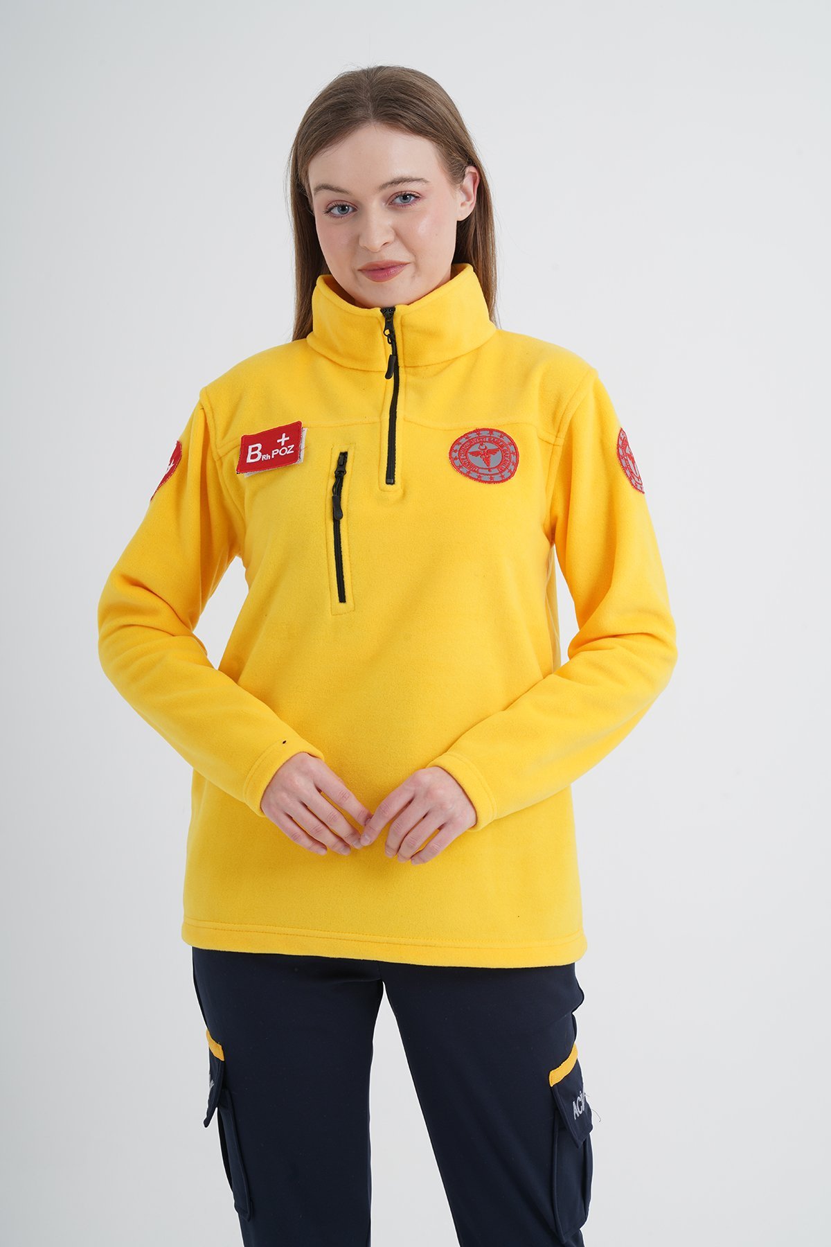 Yeni Sarı 112 Acil Sağlık Fermuarlı Swit (Unisex)