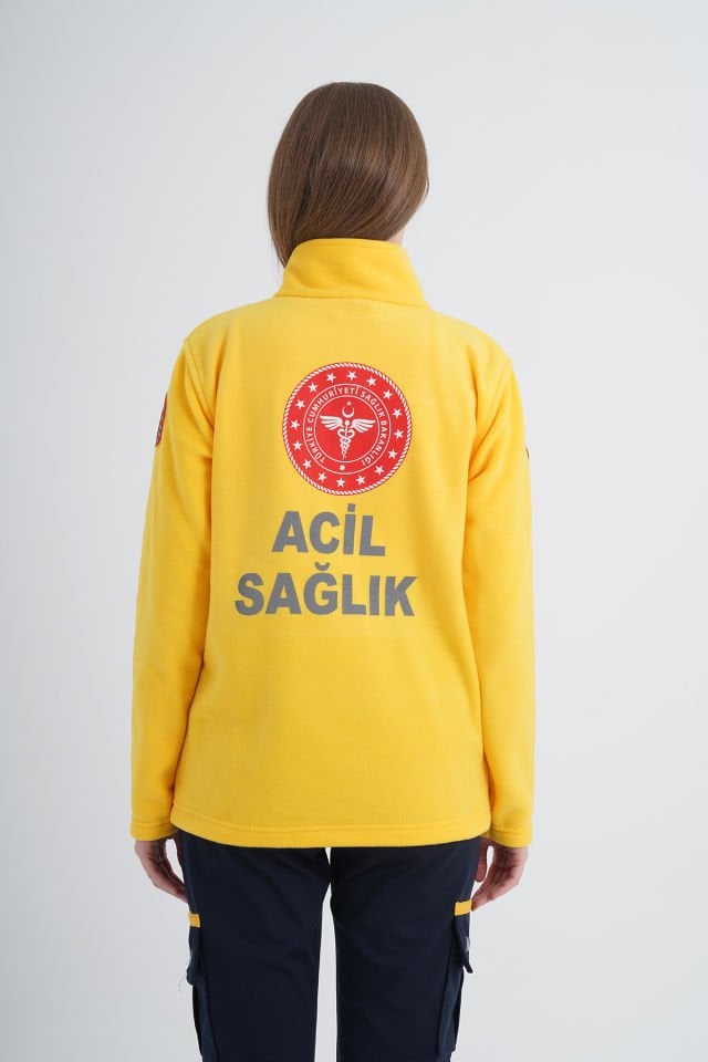Yeni Sarı 112 Acil Sağlık Fermuarlı Swit (Unisex)