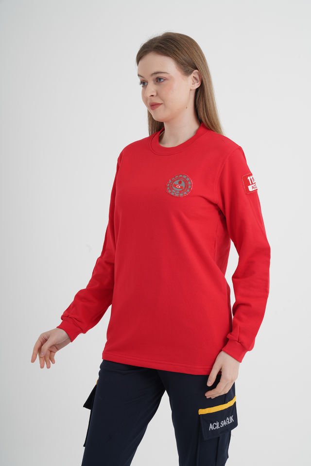 112 Acil Çağrı Merkezi Sıfır Yaka Kırmızı Swit (Unisex)