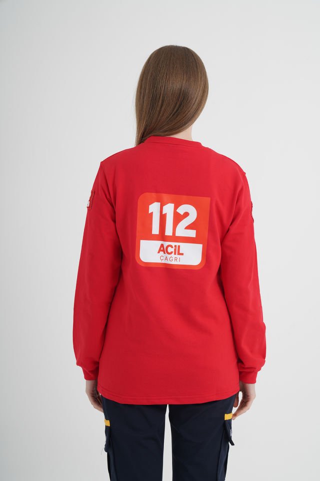 112 Acil Çağrı Merkezi Sıfır Yaka Kırmızı Swit (Unisex)