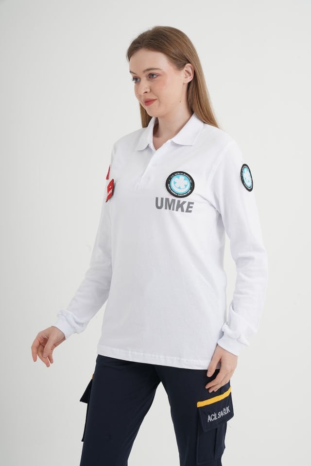 Yeni UMKE Beyaz Uzun Kollu Lacost T-shirt (Unisex)