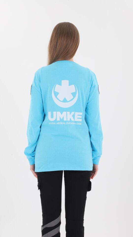 UMKE Turkuaz Uzun Kollu Penye T-shirt (Unisex)