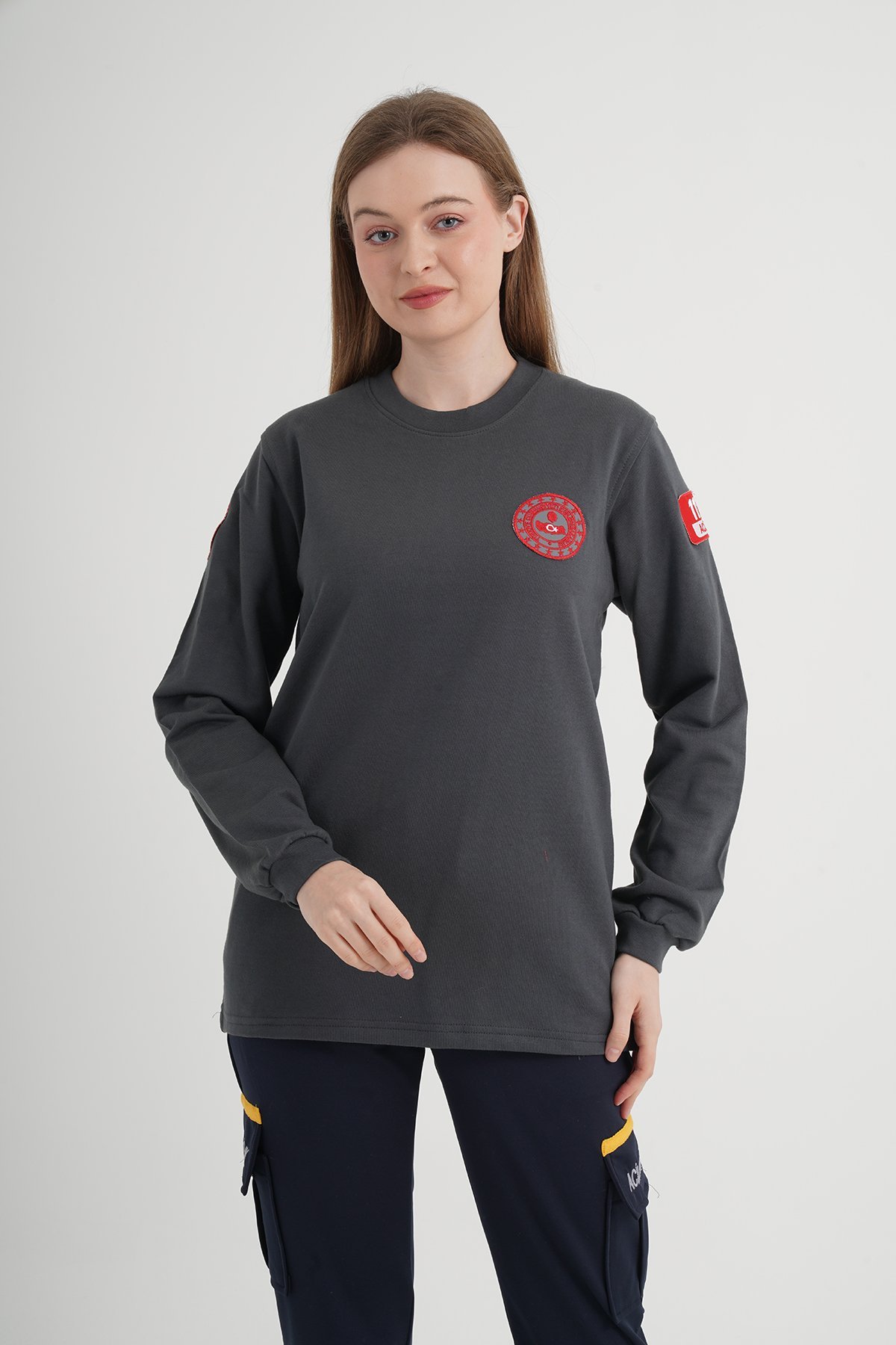 Acil Çağrı Merkezi Sıfır Yaka Füme Swit (Unisex)