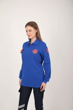 Yeni 112 Acil Sağlık Sax Mavisi Lacost Uzun Kol T-shirt(Unisex)