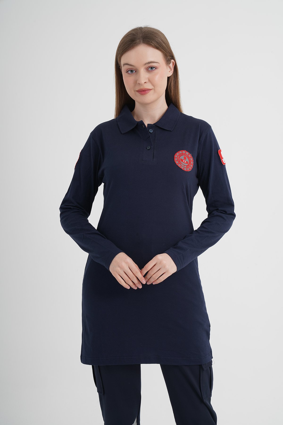 112 Acil Çağrı Merkezi Polo Yaka Lacivert Penye Tunik  (Unisex)
