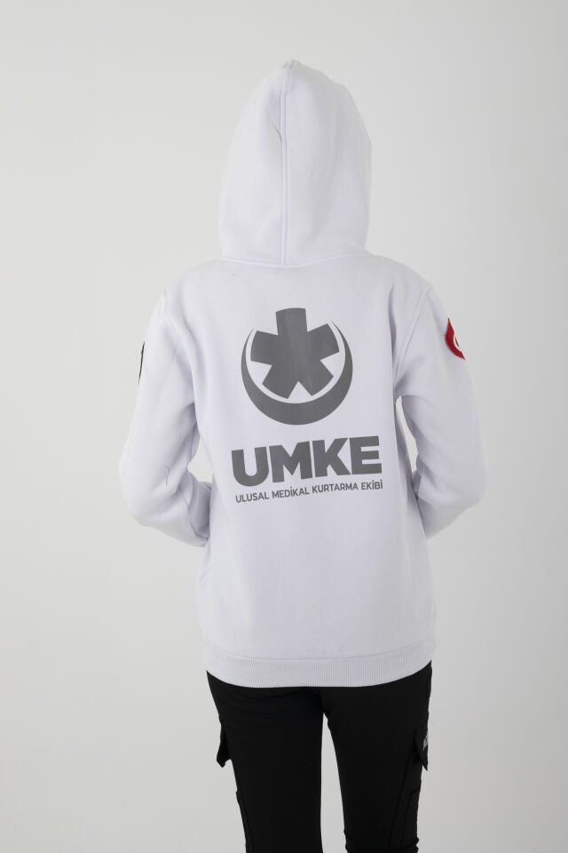 UMKE Beyaz Kapşonlu Swit (Unisex)