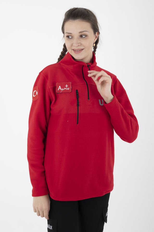 Yeni Fermuarlı Kırmızı UMKE Swit (Unisex)