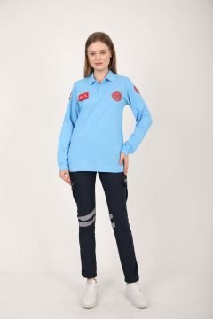 Yeni 112 Acil Sağlık Açık Mavi Uzun Kollu Lacost T-shirt(Unisex)