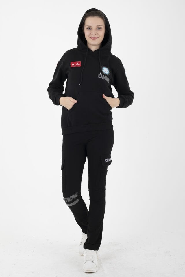 UMKE Siyah Kapşonlu Swit (Unisex)