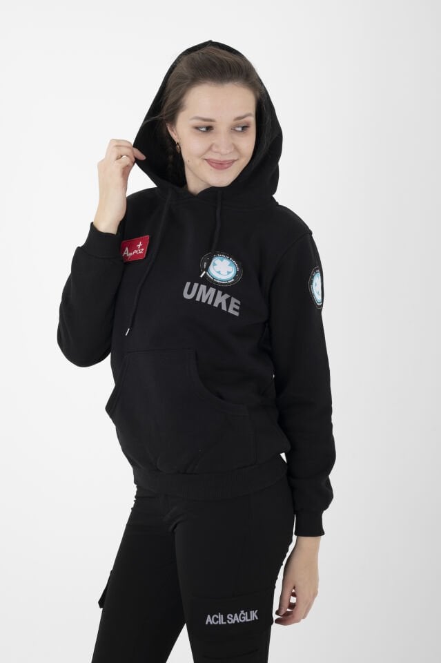 UMKE Siyah Kapşonlu Swit (Unisex)