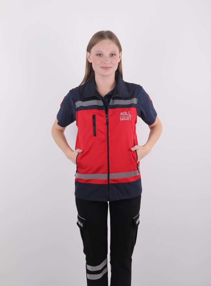 Özel Acil Sağlık Kırmızı Yelek (Unisex)