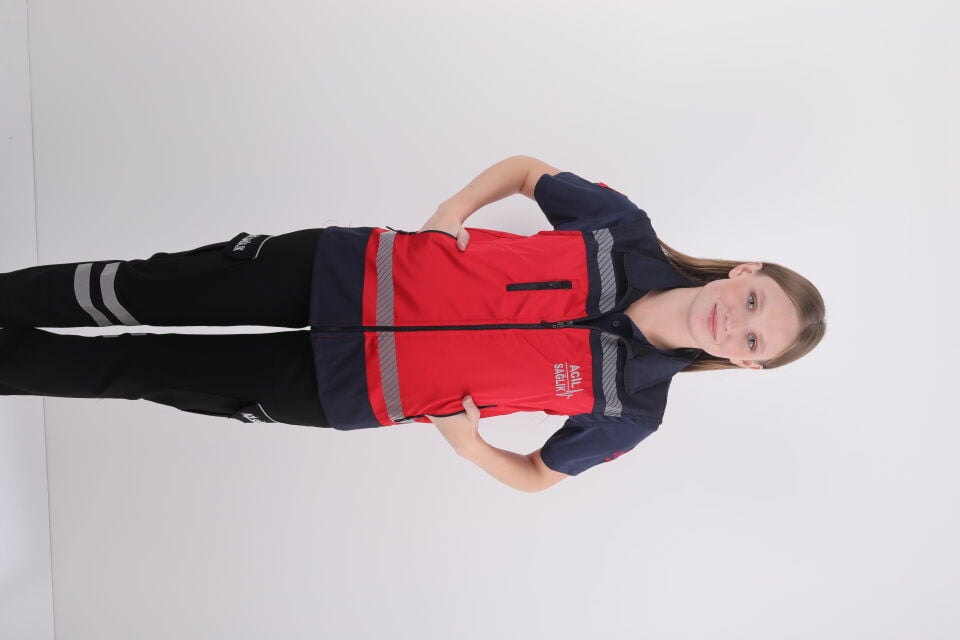 Özel Acil Sağlık Kırmızı Yelek (Unisex)