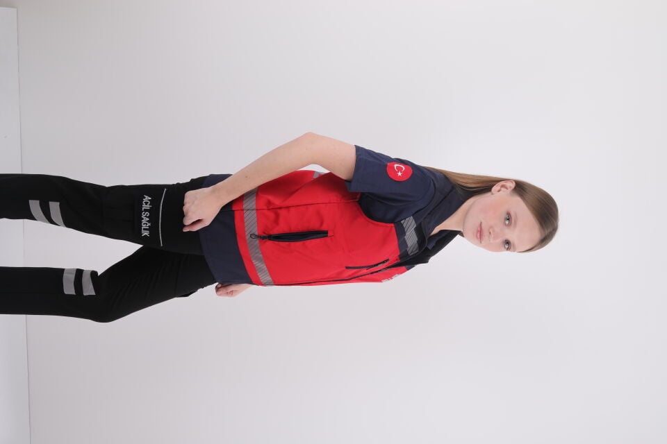 Özel Acil Sağlık Kırmızı Yelek (Unisex)