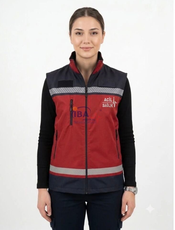 Özel Acil Sağlık Kırmızı Yelek (Unisex)