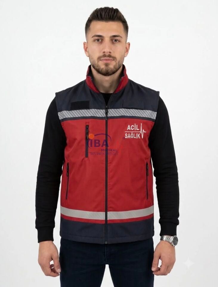 Özel Acil Sağlık Kırmızı Yelek (Unisex)