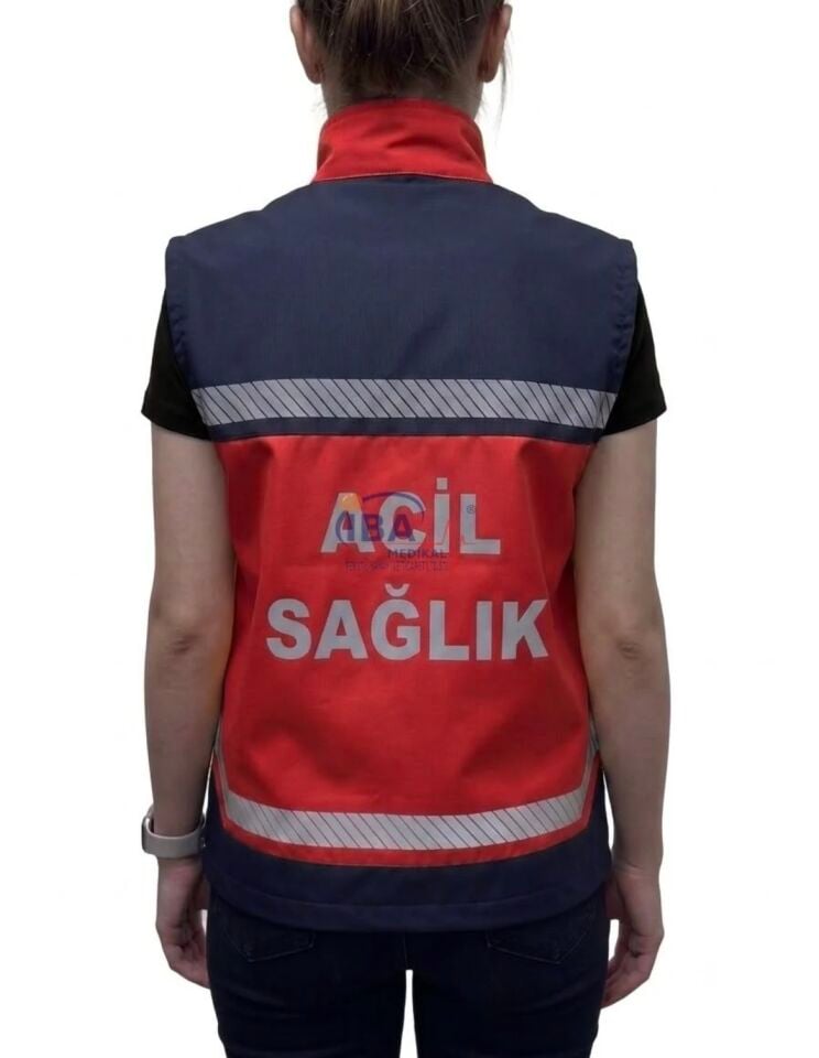 Özel Acil Sağlık Kırmızı Yelek (Unisex)