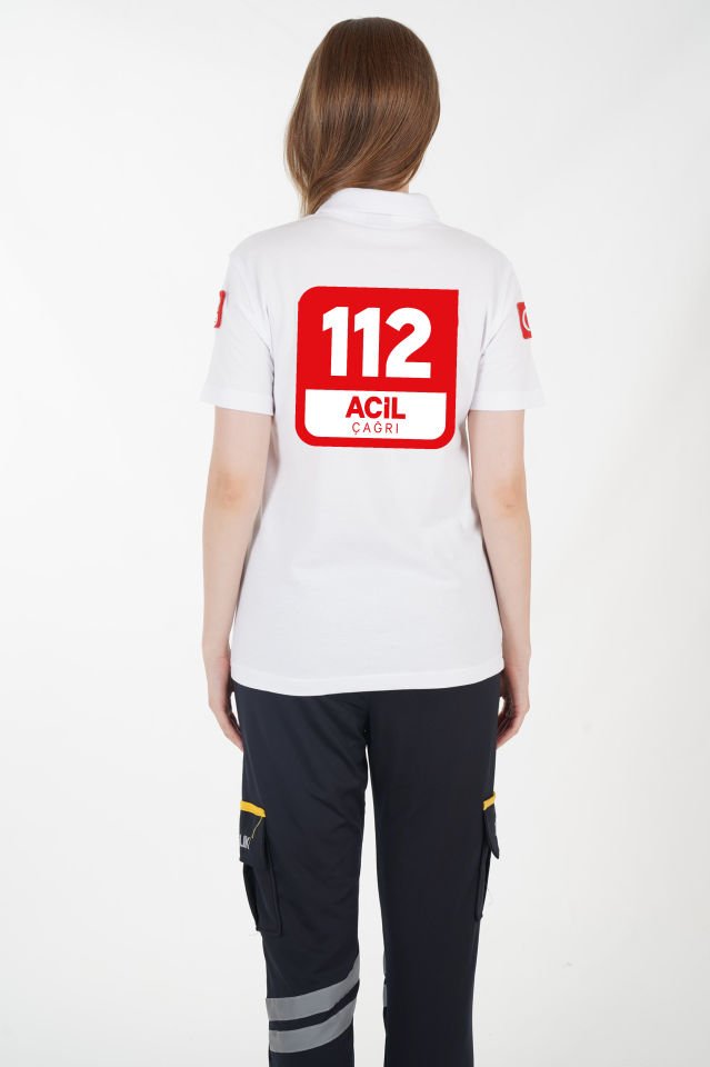 112 Acil Çağrı Merkezi Beyaz Lacost T-shirt (Unisex)