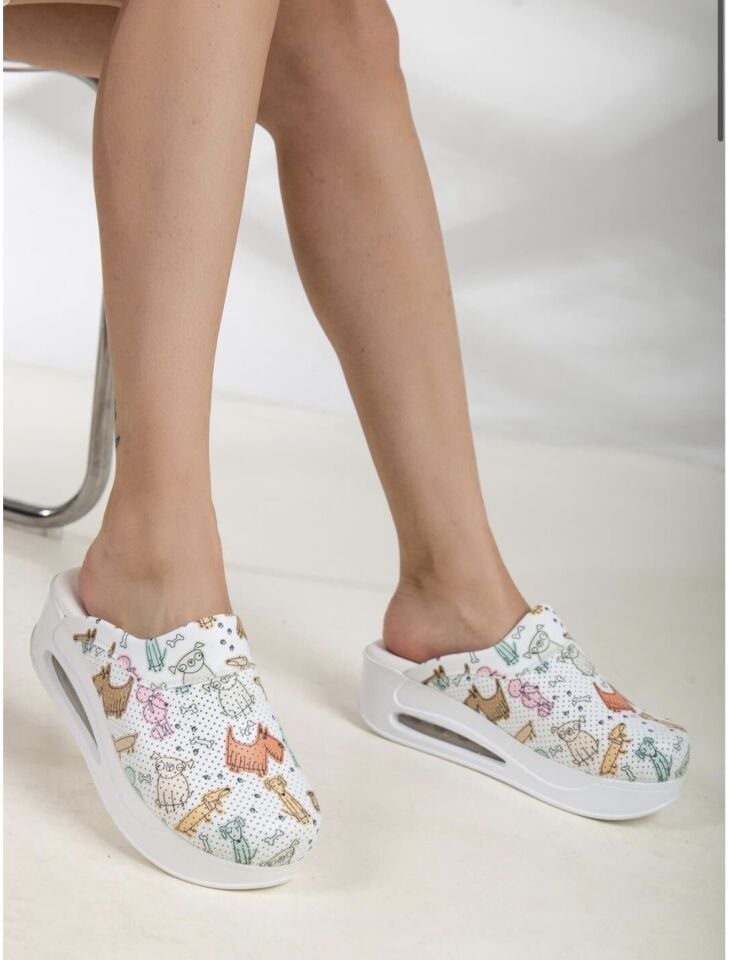 Renkli Köpek Desenli Airmax Ortopedik Terlik