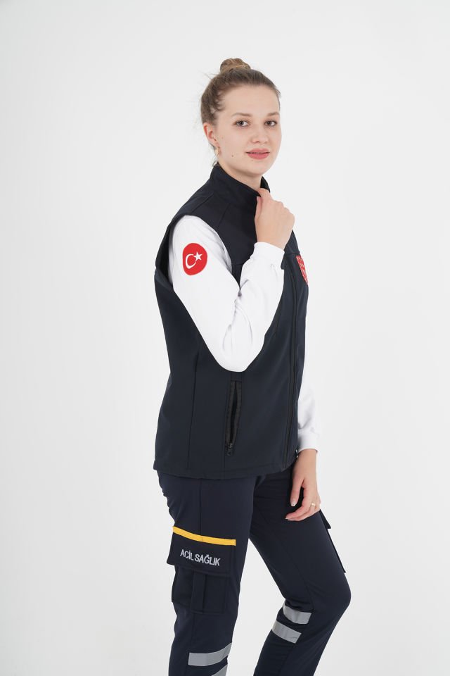 Yeni Lacivert Acil Sağlık Yelek (Unisex-Su Geçirmez)