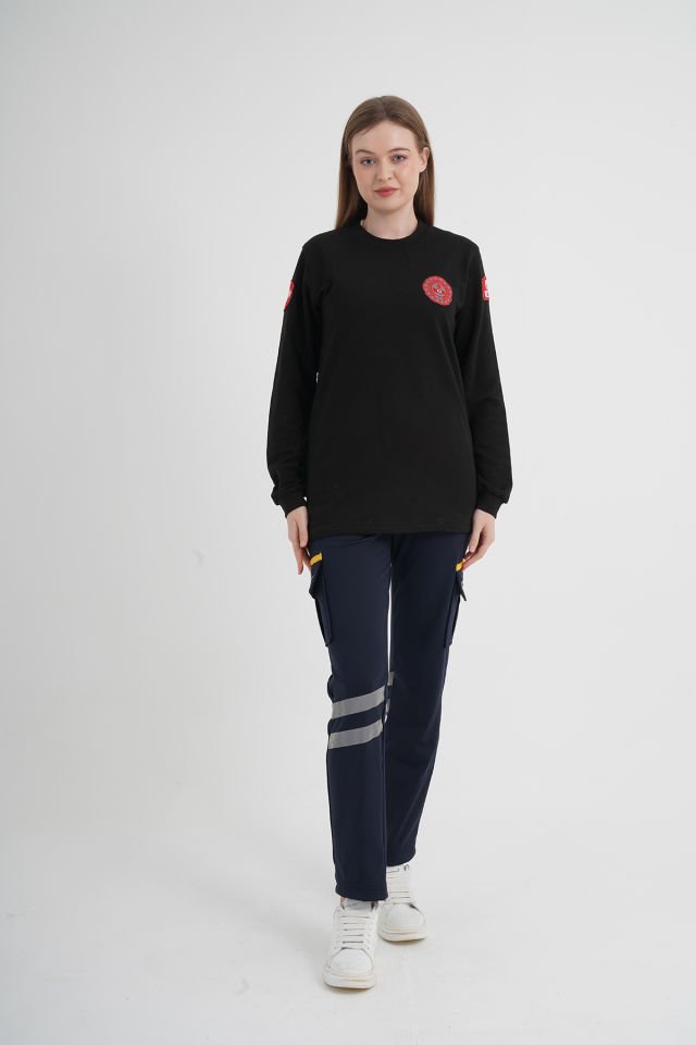 112 Acil Çağrı Sıfır Yaka Siyah Swit (Unisex)