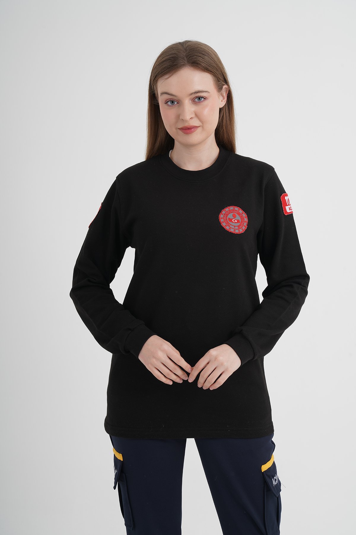 112 Acil Çağrı Sıfır Yaka Siyah Swit (Unisex)