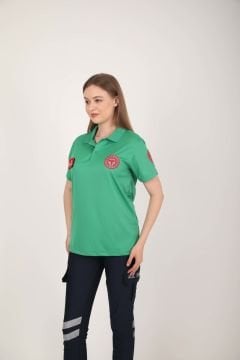Yeni Acil Sağlık Açık Yeşil Polo Yaka Comfort T-shirt(Unisex-Fileli)