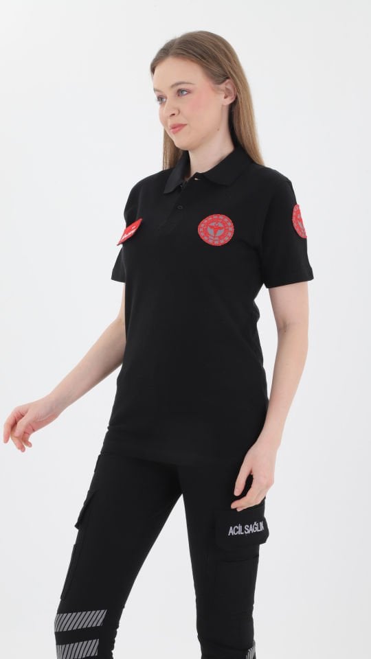 Yeni 112 Acil Sağlık Siyah Lacoste T-shirt (Unisex)