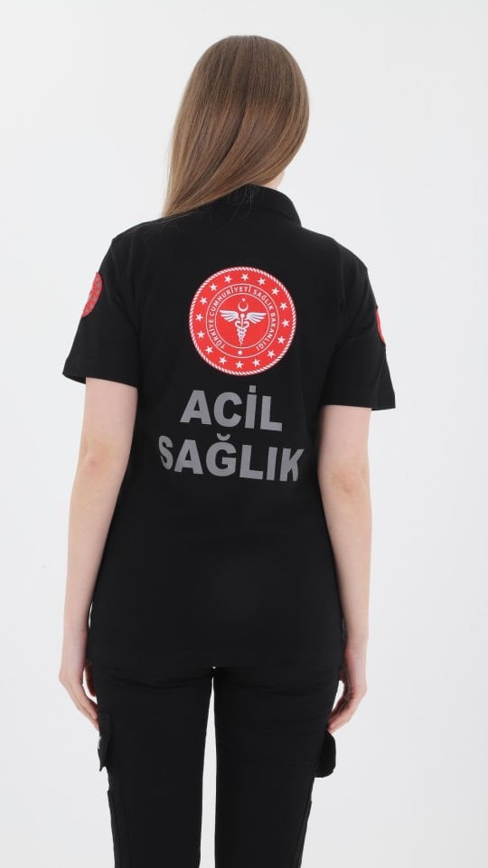 Yeni 112 Acil Sağlık Siyah Lacoste T-shirt (Unisex)