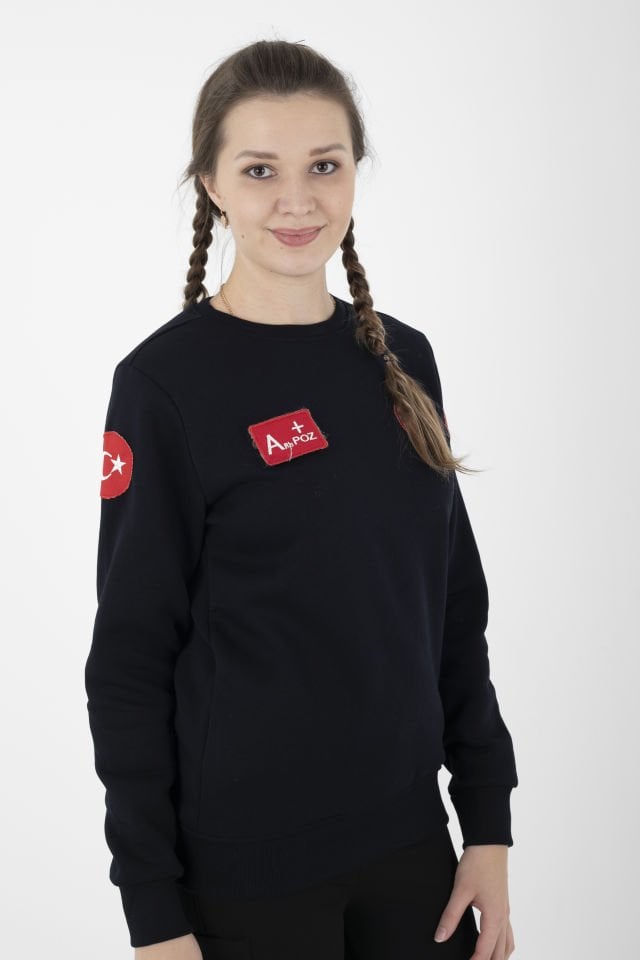 Yeni Acil Sağlık Lacivert Sıfır Yaka Swit (Unisex-3 İplik)