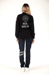 112 Acil Sağlık Siyah Uzun Kollu Lacoste T-shirt (Unisex)