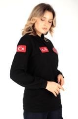 112 Acil Sağlık Siyah Uzun Kollu Lacoste T-shirt (Unisex)
