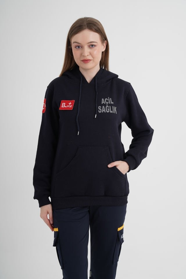 Acil Sağlık Lacivert Kapşonlu Swit (Unisex)