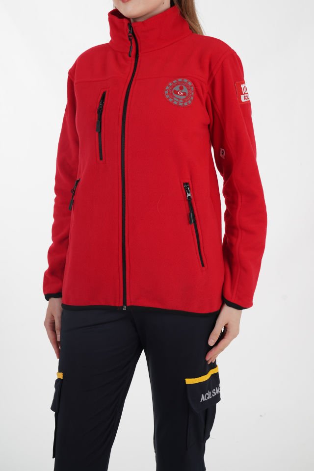 112 Acil Çağrı Merkezi Kırmızı Polar (Unisex)